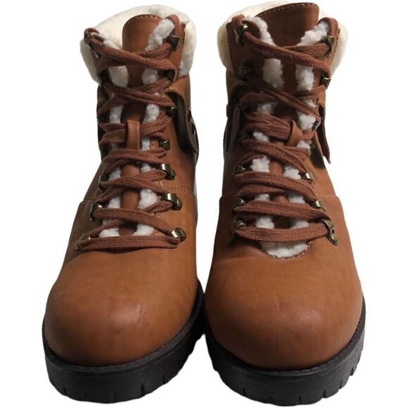 MIA Tallia Brown Faux Fur Ankle Boots - Picture 4 of 11